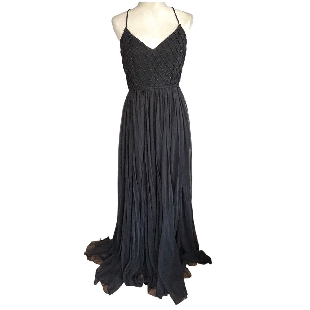 Pamella Roland Evening Gown Womens 6 Black Maxi Fairy‎ Whimsigoth Formal Wedding